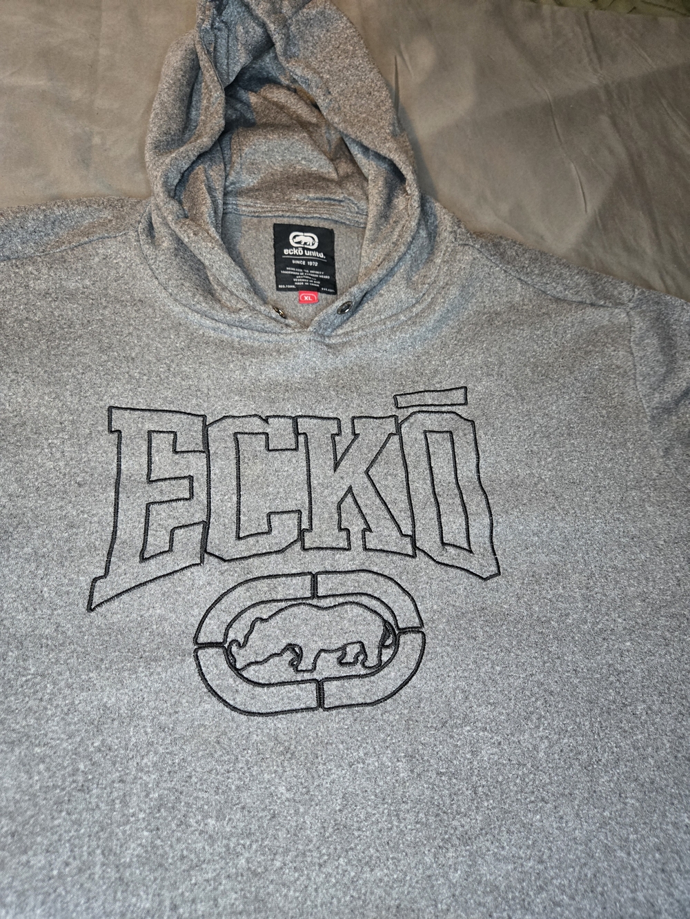 Ecko Unltd Y2K Ecko Unlimited Heather Gray Pullover Hoodie Rhino Logo Sweatshirt